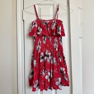 Floral Hawaiian Red Sleeveless Dress
